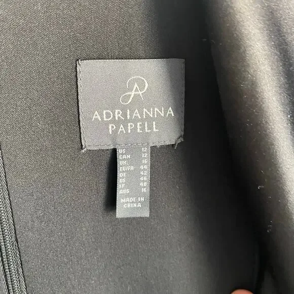 Adrianna Papell Jumpsuit Black Long Sleeve V-neck Cocktail Formal sz 12 Wedding - Picture 2 of 7